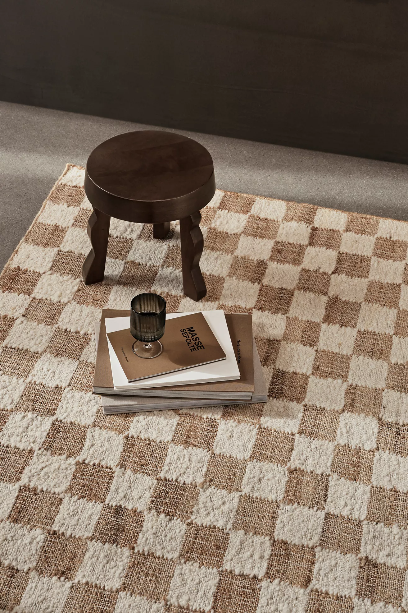 Ferm Living Flatwoven Checkered Wool Jute Rug