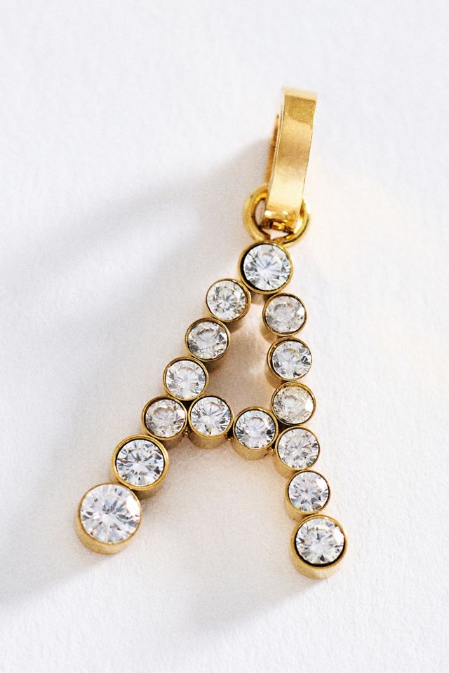 Bezel Pavé Crystal Initial Charm #1
