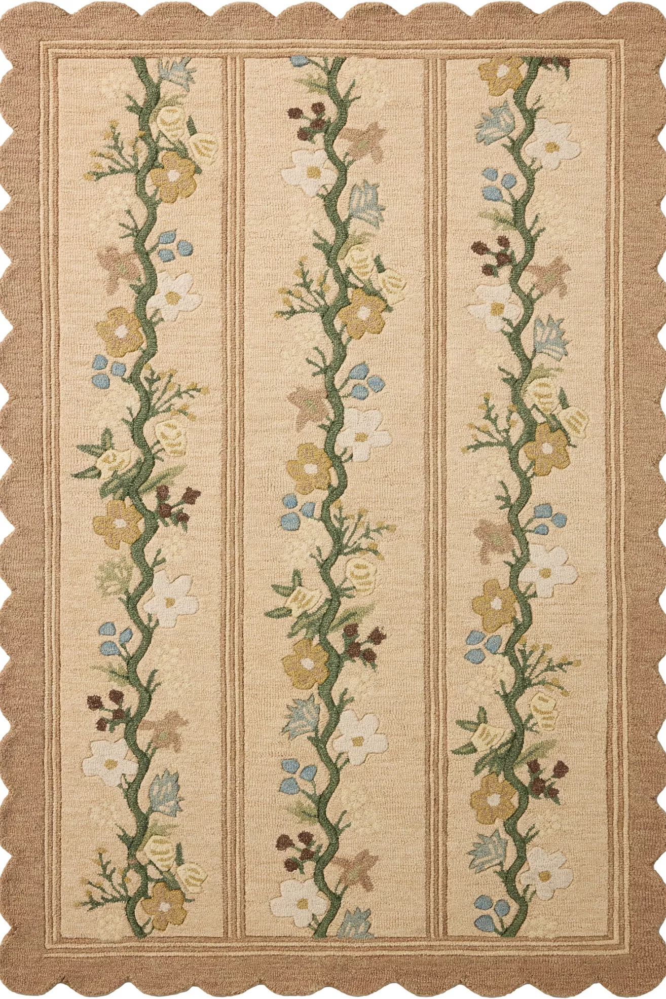 Rifle Paper Co. x Loloi Thistle Scalloped Floral Wool Rug