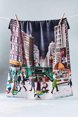 Holiday in the City Tea Towel