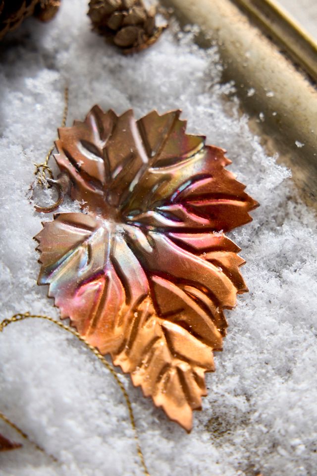 Copper Leaf Ornaments, Set of 12 #1
