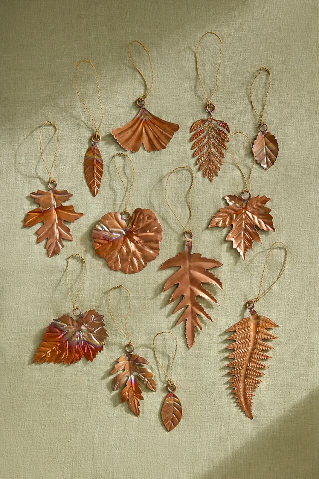 Copper Leaf Ornaments, Set of 12 #2