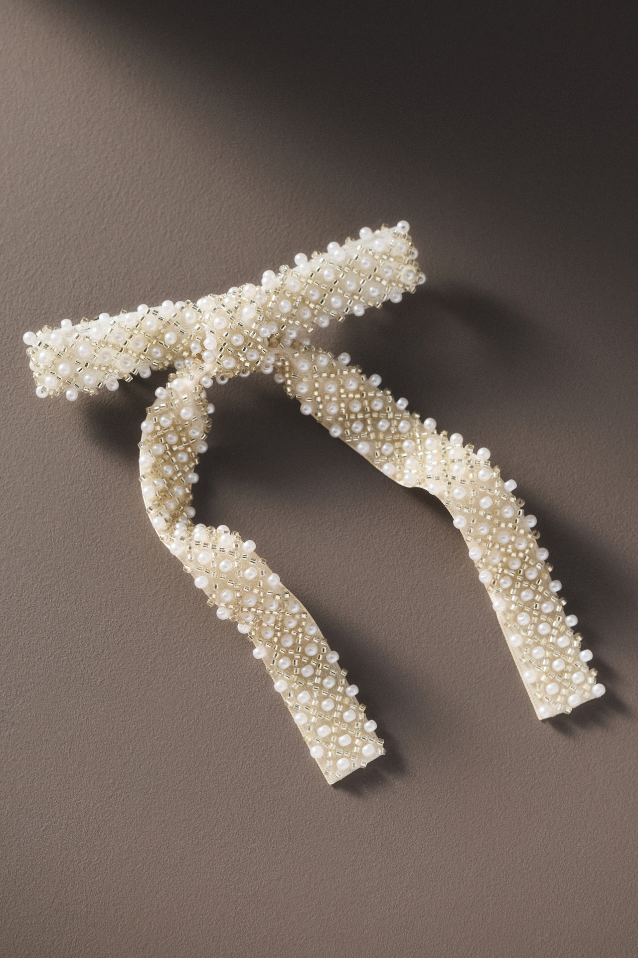 Pearl Embellished Hair Bow Barrette
