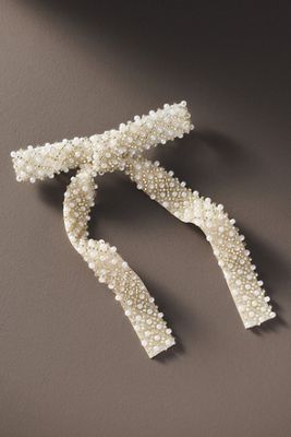 Pearl Embellished Hair Bow Barrette