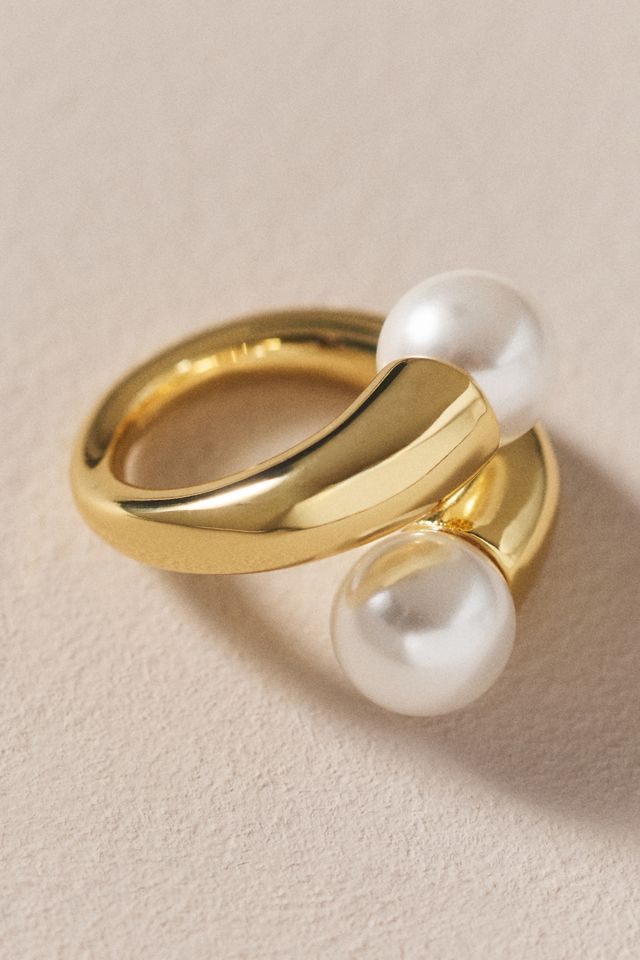 By Anthropologie Weddings Chunky Twist Pearl Ring #1