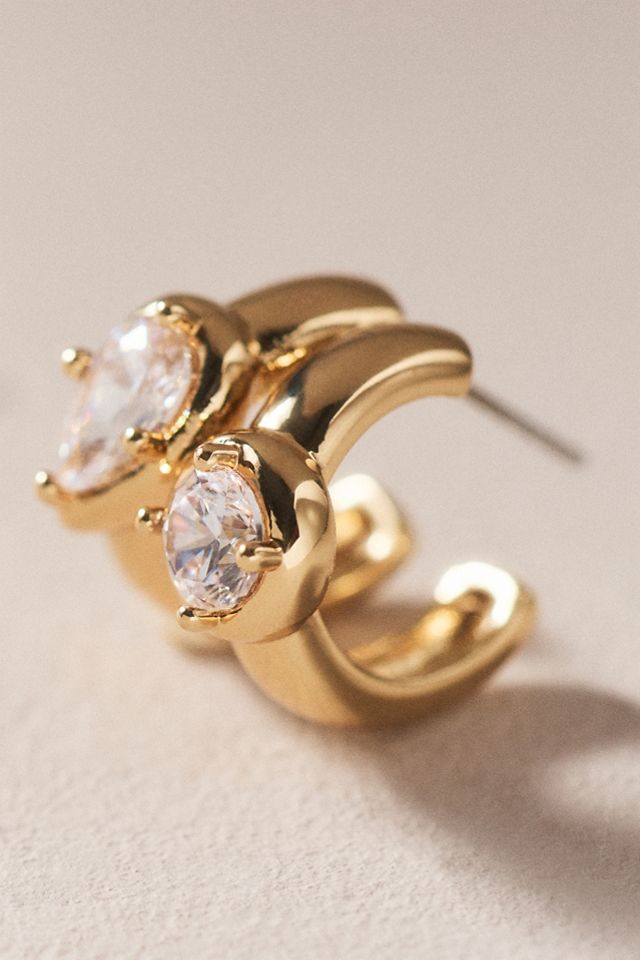 By Anthropologie Weddings Toi et Moi Bezel Hook Earrings #1
