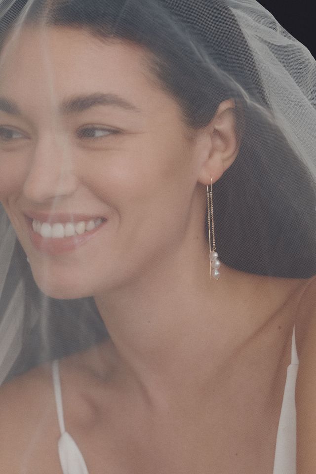 By Anthropologie Weddings 3-Pearl Threader Earrings #5