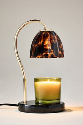 Anthropologie Scalloped Glass Candle Warmer Lamp In Brown
