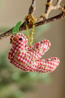 Holiday Icon Beaded Fabric Ornament