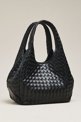 By Anthropologie Woven Faux Leather Hobo Bag