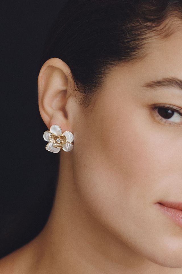 Layered Floral Crystal Earrings #2