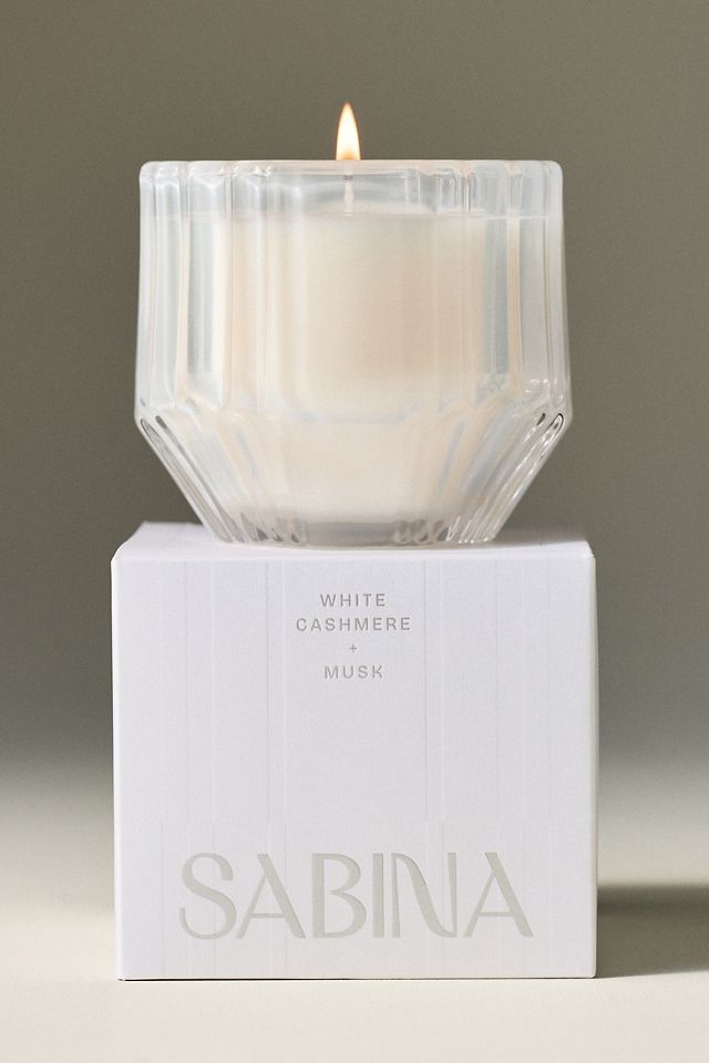 Sabina Fresh White Cashmere & Musk Glass Candle #5