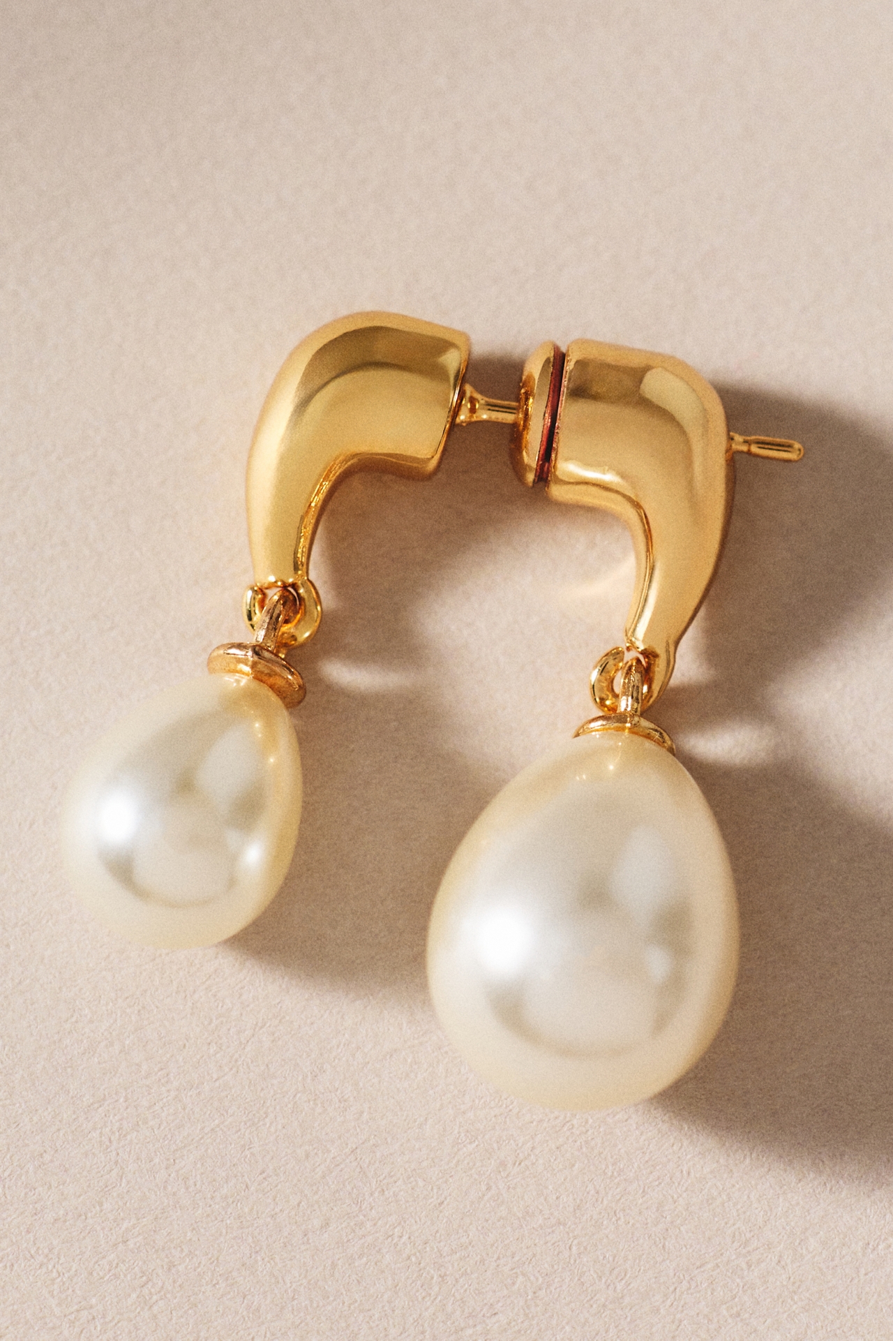 Studio Bride Gilded Asymmetric Pearl Drop Earrings