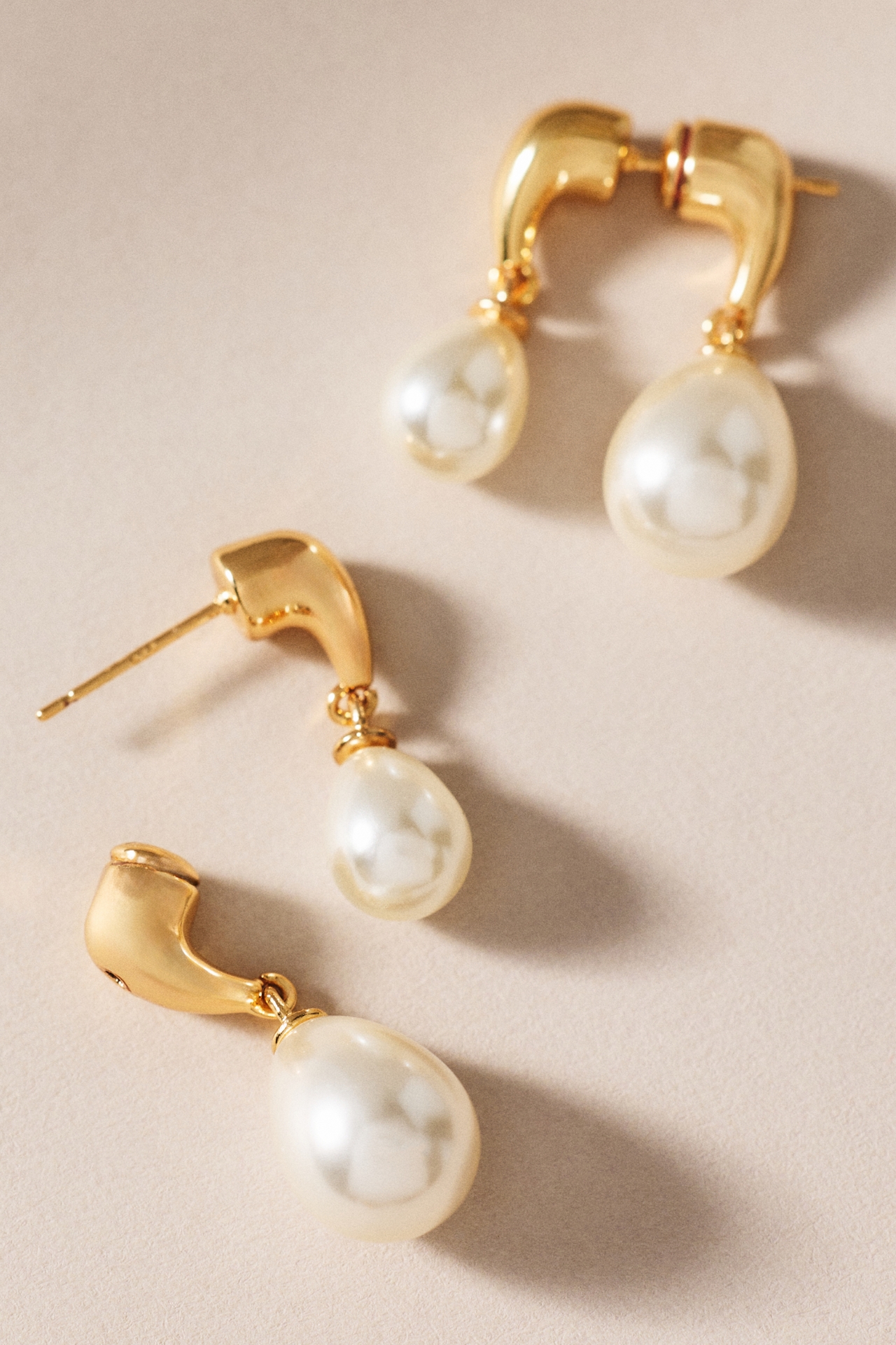Studio Bride Gilded Asymmetric Pearl Drop Earrings