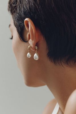 Studio Bride Gilded Asymmetric Pearl Drop Earrings