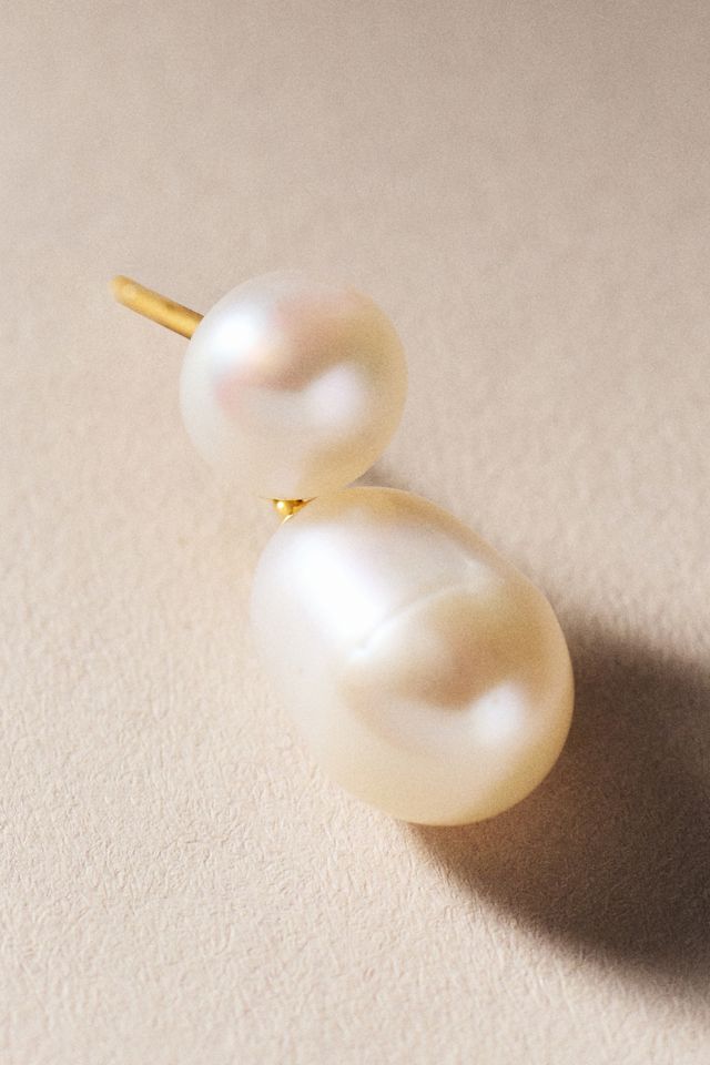 A.B. Ellie Double Drop Pearl Earrings #1