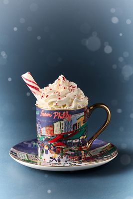 Holiday in the City Stoneware Espresso Cup & Saucer