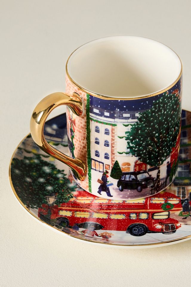 Holiday in the City Stoneware Espresso Cup & Saucer #3
