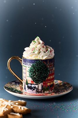 Holiday in the City Stoneware Espresso Cup & Saucer