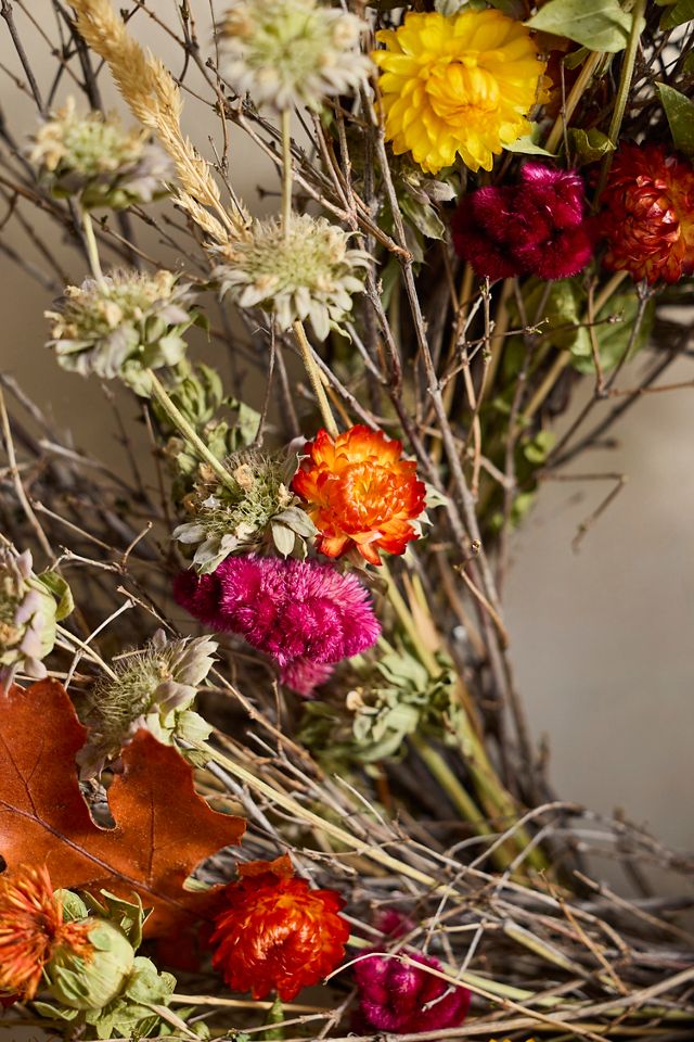 Celosia + Twig Dried Wreath #1