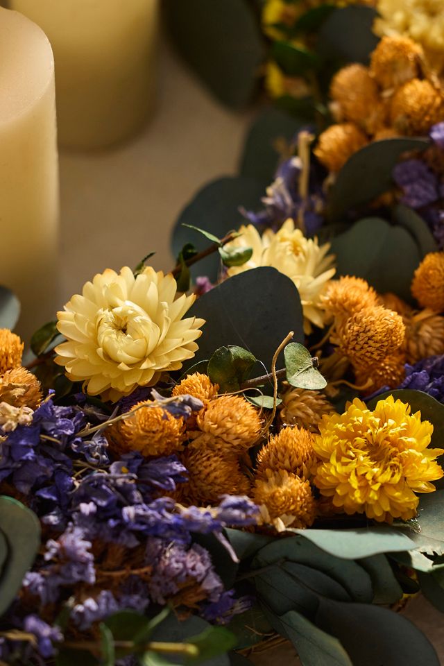 Purple + Yellow Dried Wreath #1