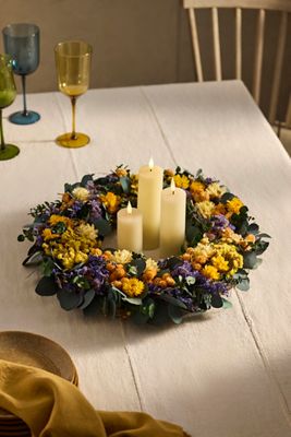 Purple + Yellow Dried Wreath
