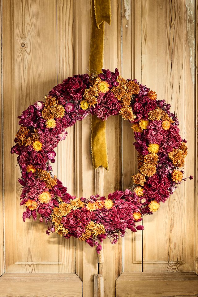Jewel Tones Dried Wreath #1