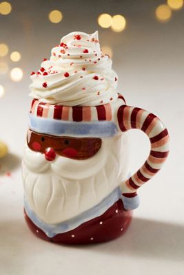 Figural Stoneware Santa Mug