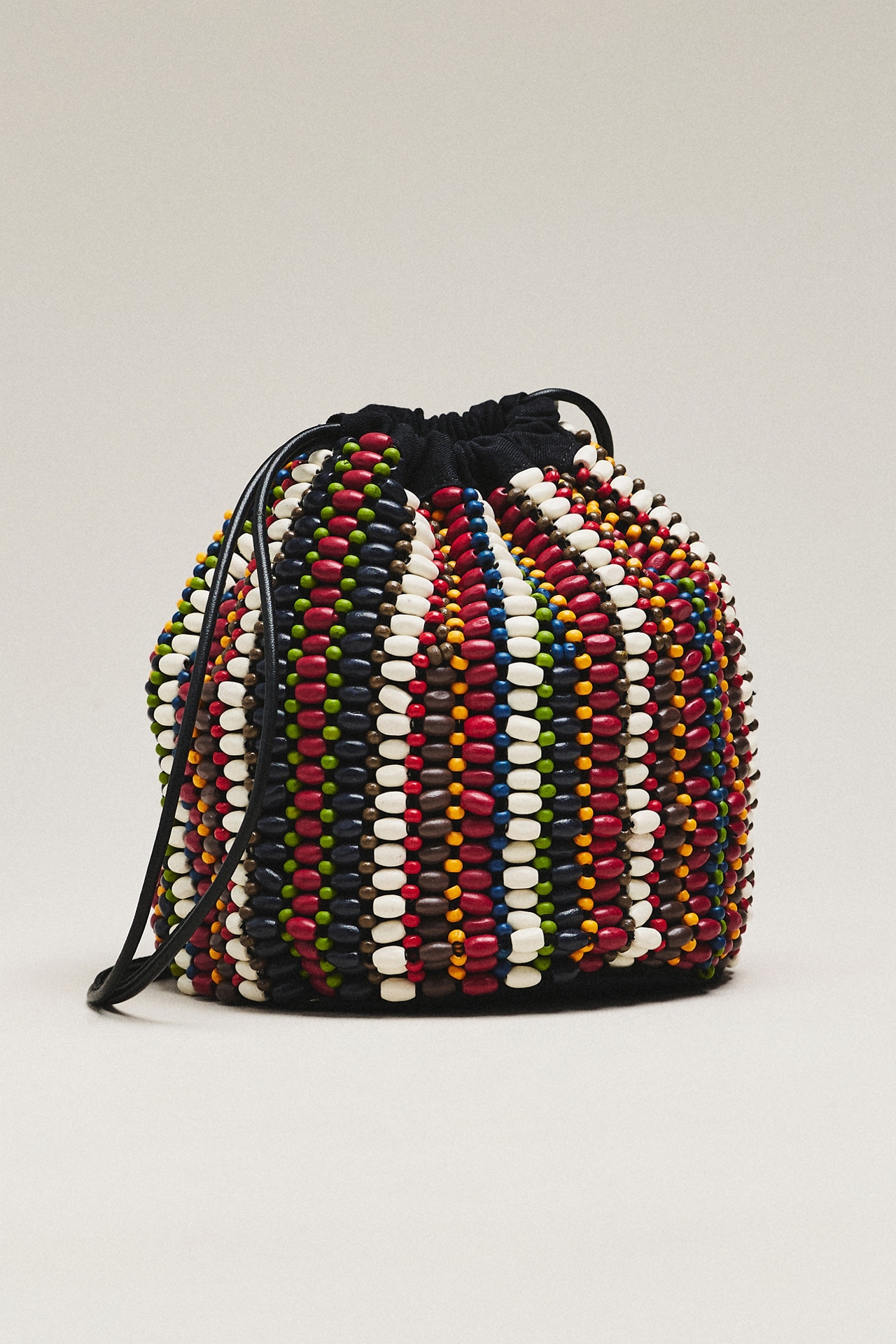 THE GREAT. Beaded Cinched Bucket Bag