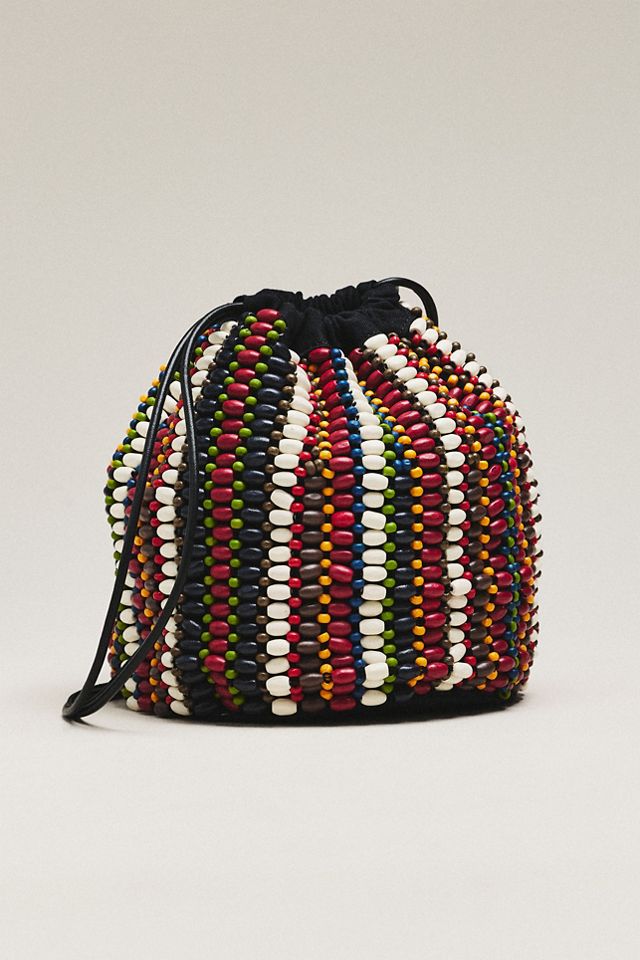 THE GREAT. Beaded Cinched Bucket Bag #1