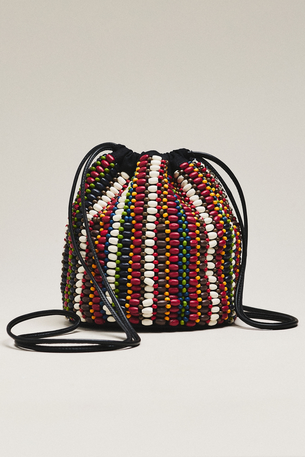 THE GREAT. Beaded Cinched Bucket Bag
