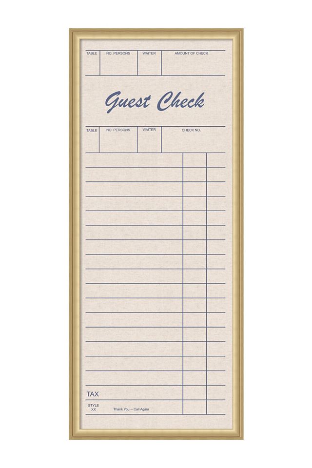 Kate & Laurel Framed Guest Check Pinboard #1