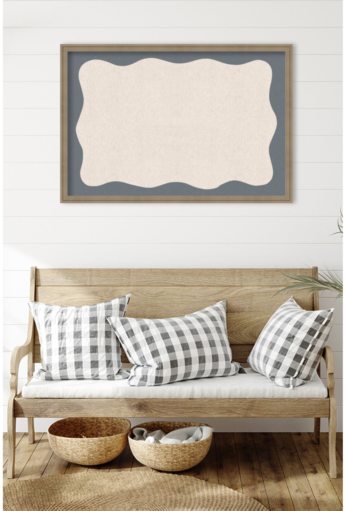Kate & Laurel Framed Wavy Blue Pinboard - Brown, One Size