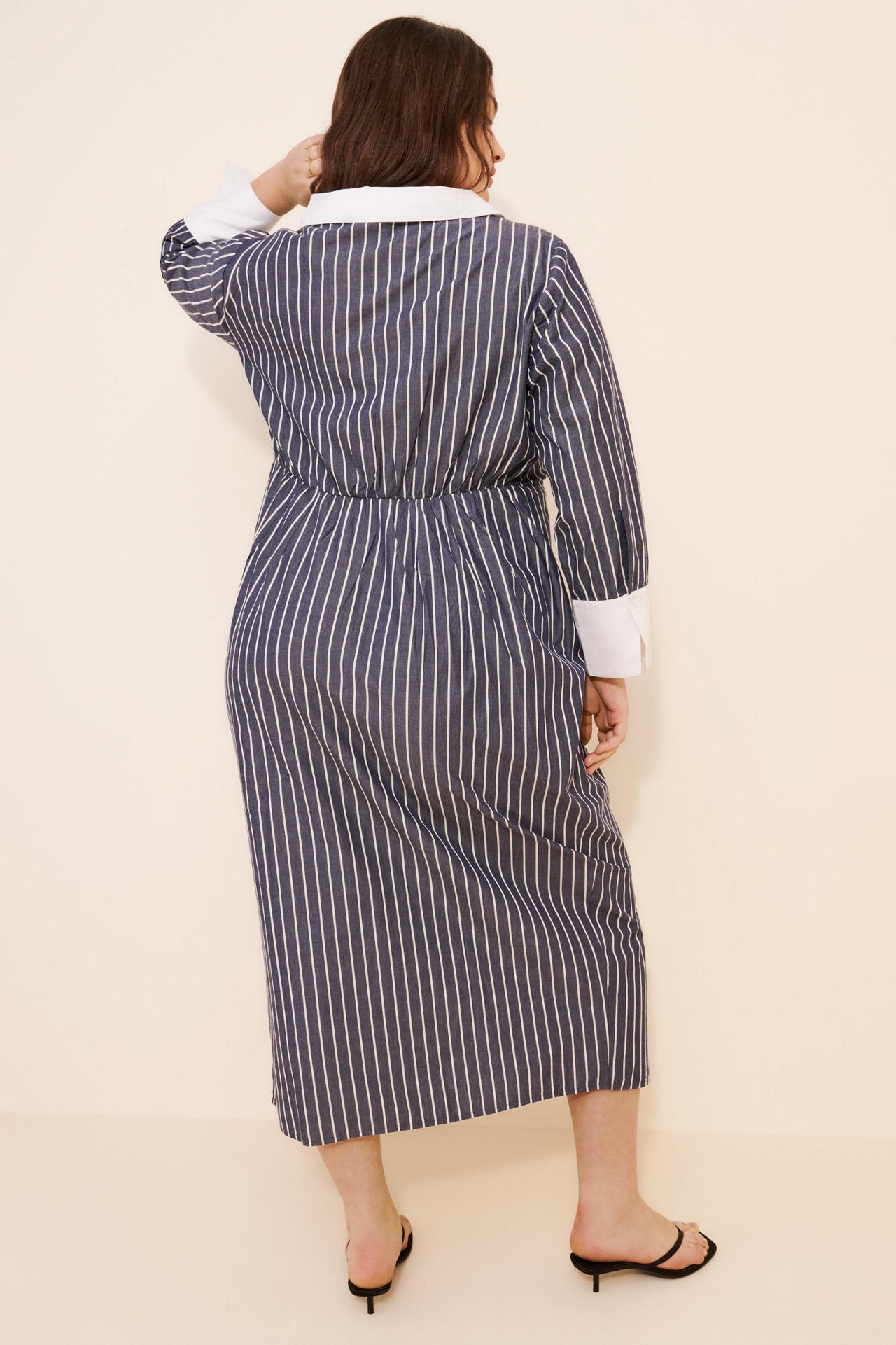 Eloquii Stripe Midi Shirt Dress