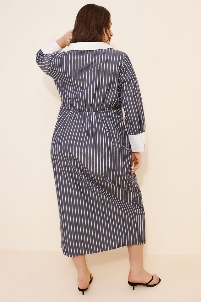 Eloquii Stripe Midi Shirt Dress | Anthropologie