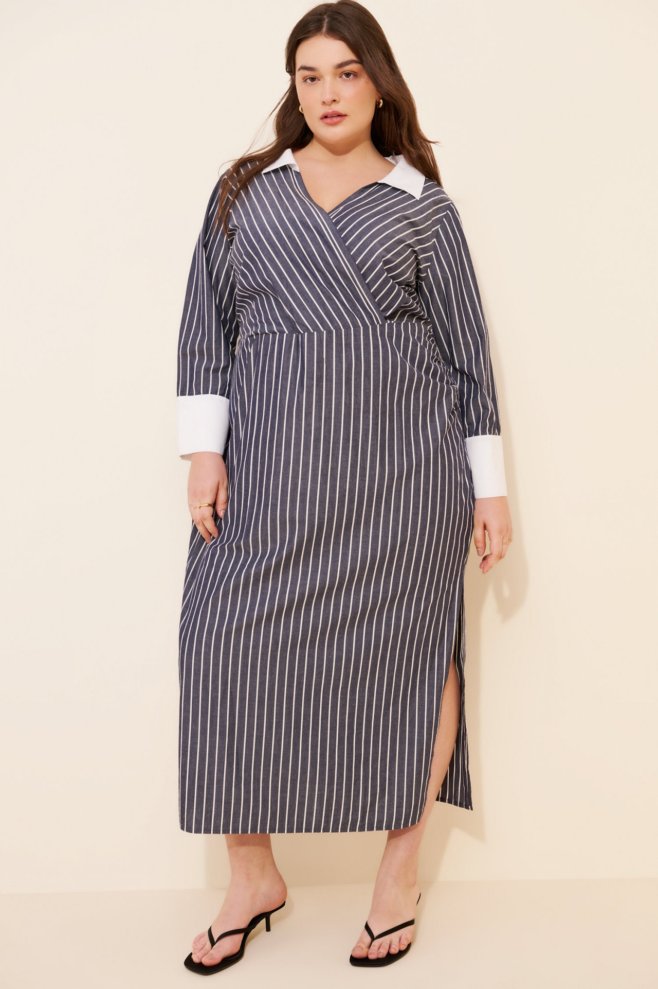 Eloquii Stripe Midi Shirt Dress