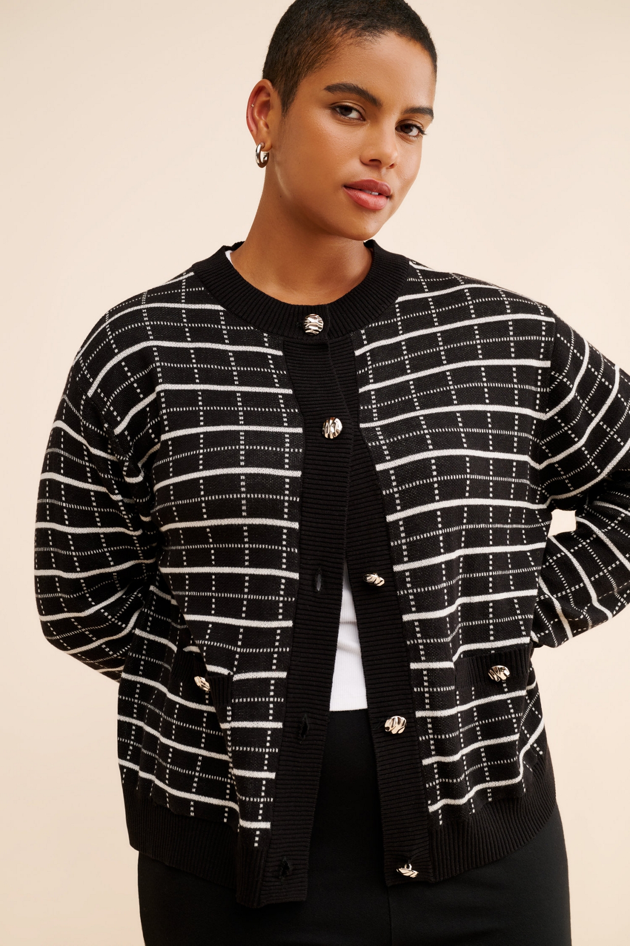 Eloquii Knit Cropped Sweater Jacket