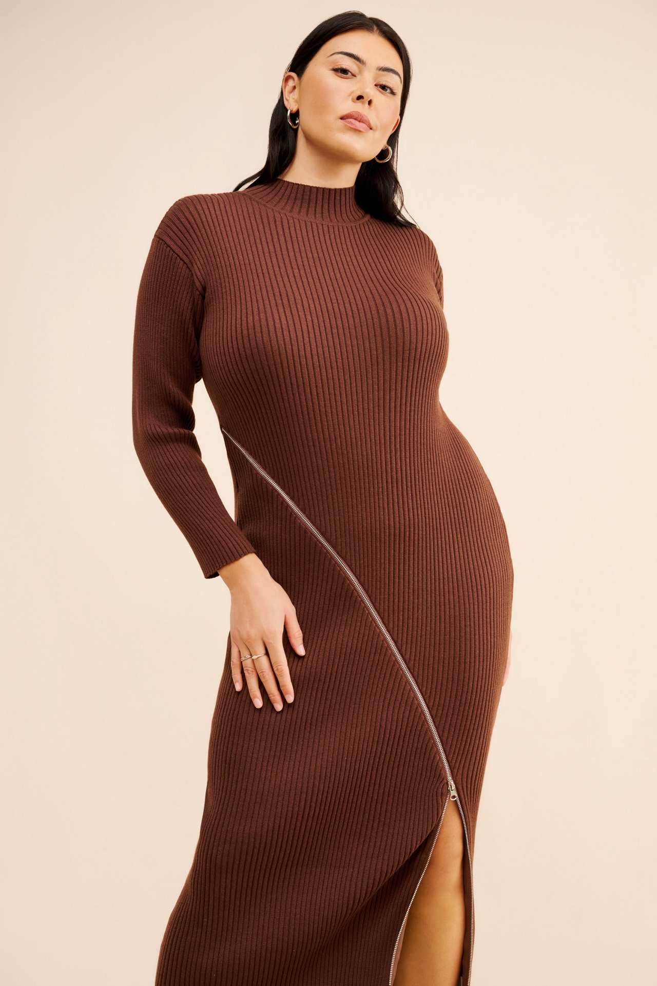 Eloquii Turtleneck Zipper Sweater Dress