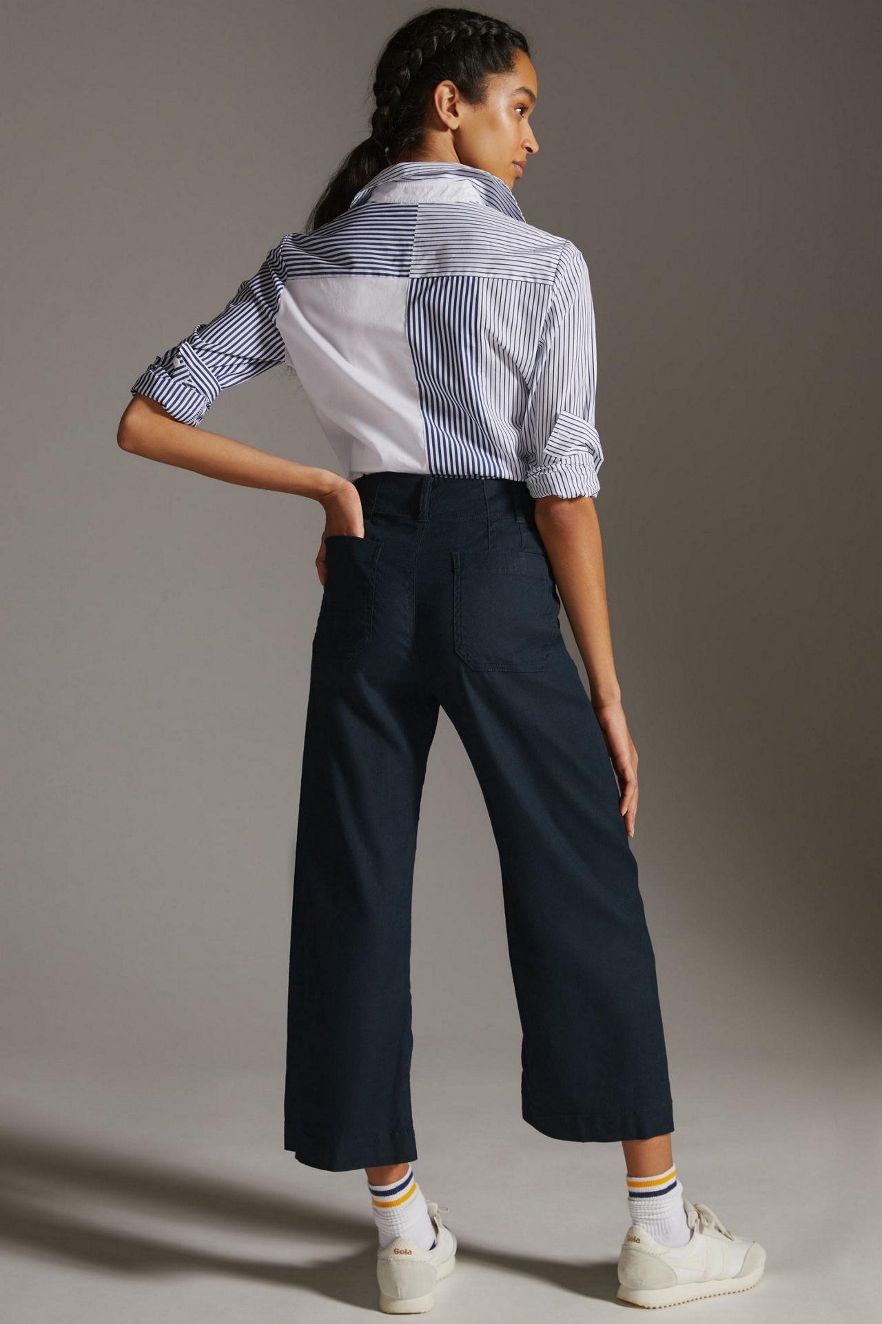 Maeve The Colette Cropped Linen Wide-Leg Pants