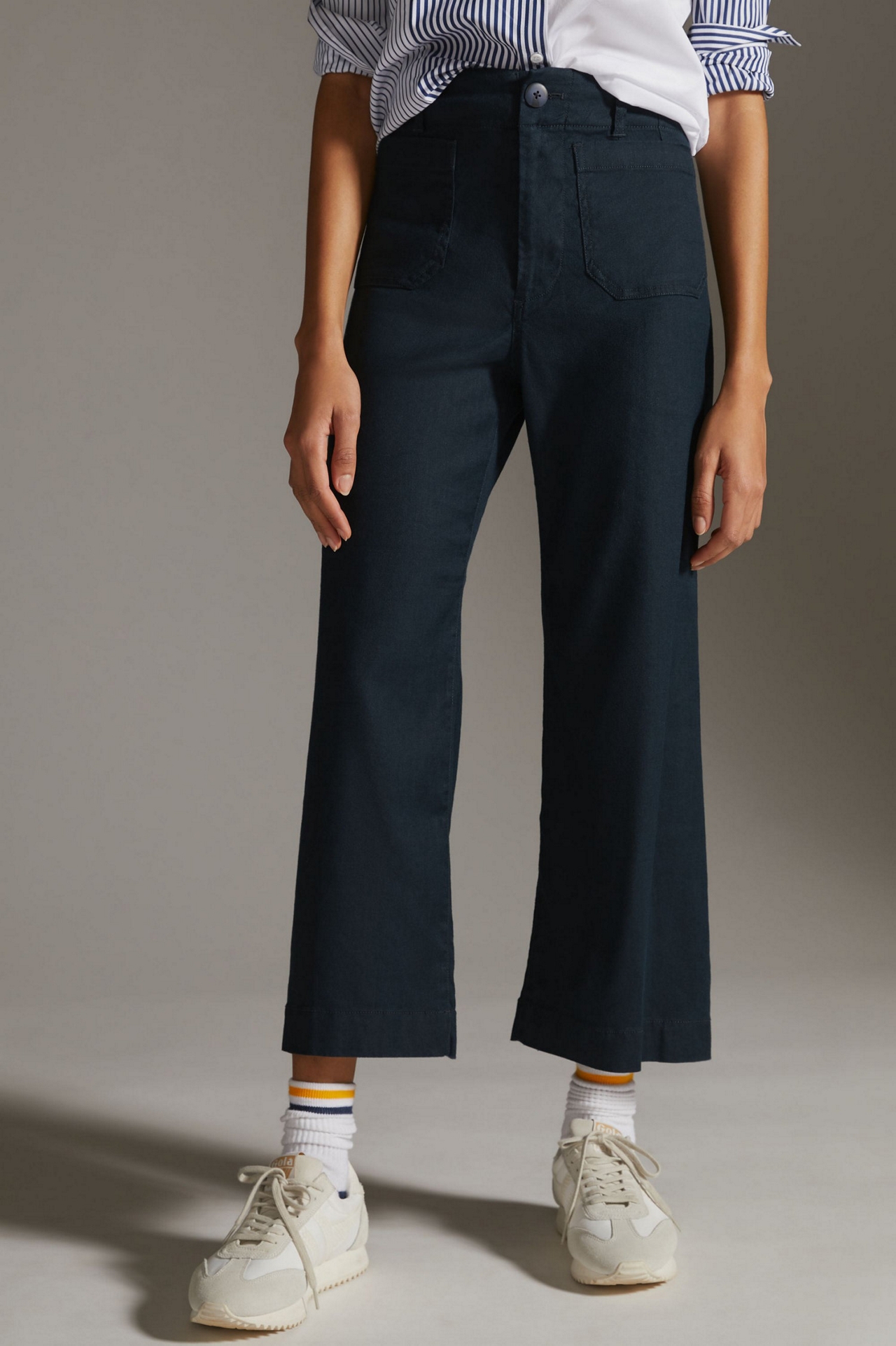 Maeve The Colette Cropped Linen Wide-Leg Pants