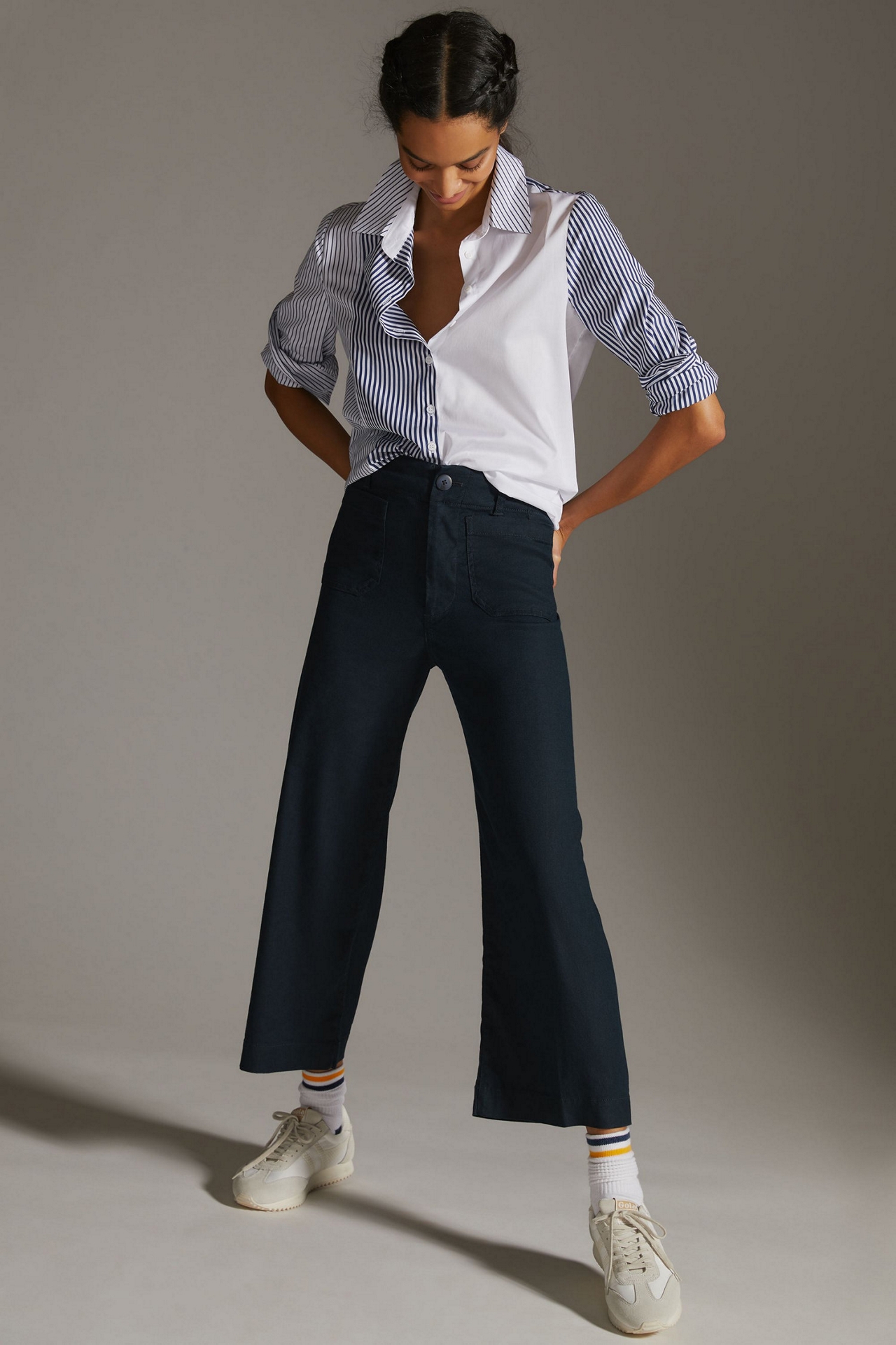 Maeve The Colette Cropped Linen Wide-Leg Pants