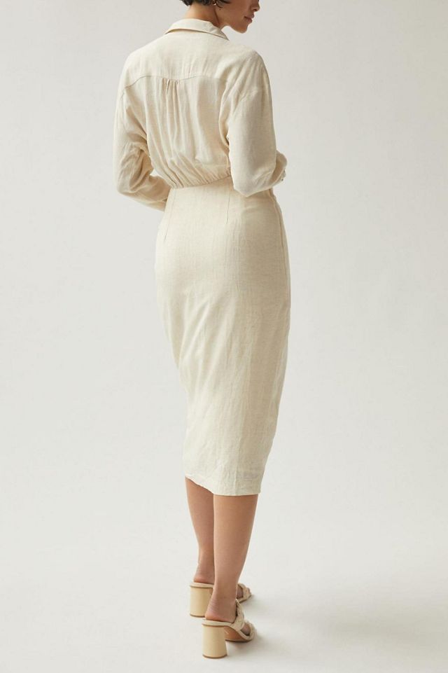 V-Neck Knot Front Midi Dress #1