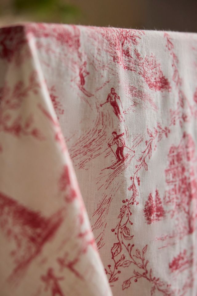 Holiday Toile Linen Tablecloth #3