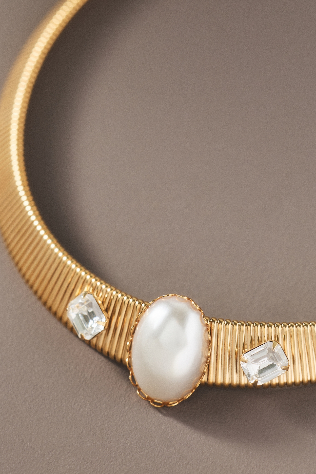 The Pink Reef Pearl & Crystal Collar Necklace