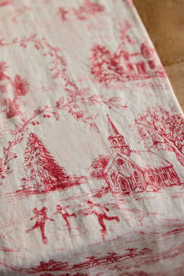 Holiday Toile Linen Runner #1