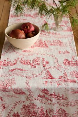 Holiday Toile Linen Runner