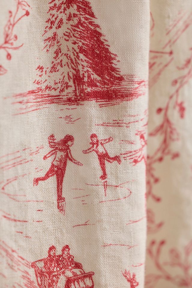 Holiday Toile Linen Dish Towel #1