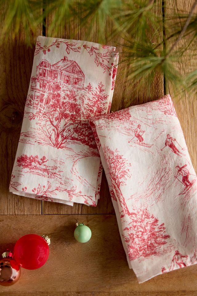 Holiday Toile Linen Napkins, Set of 2 #1