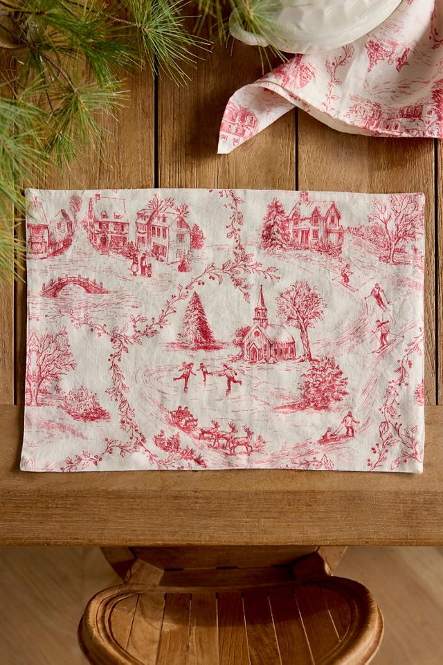 Holiday Toile Linen Placemat #1