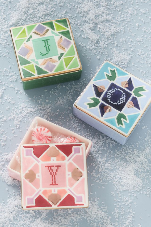 Quilted Monogram Trinket Box #3